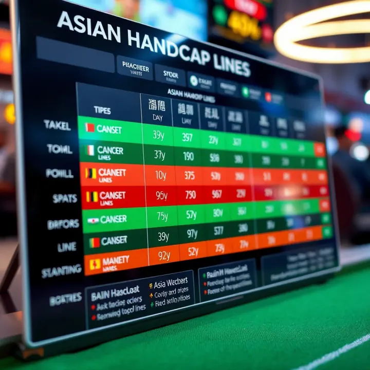 Chart displaying different types of Asian handicap lines used in sports betting