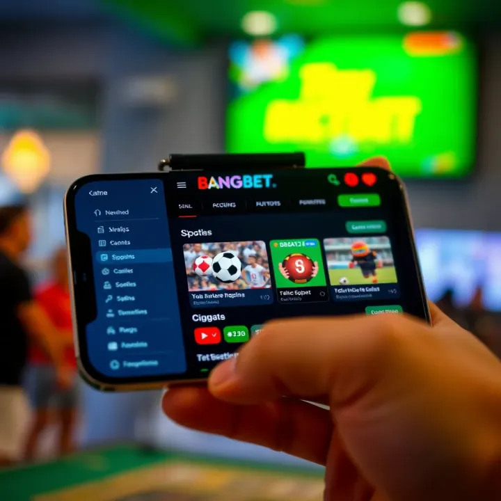 Android smartphone displaying BangBet app interface with live sports betting options
