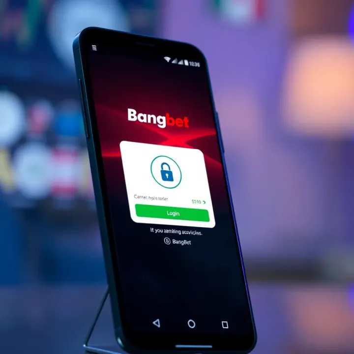 User interface of BangBet app displaying secure login screen on an Android device