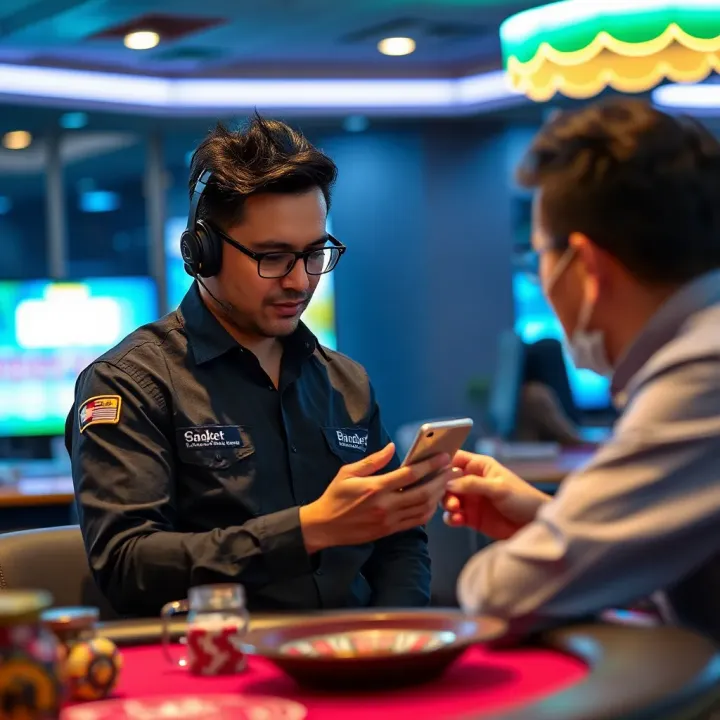 Customer support representative assisting a user through mobile chat on resolving app connectivity issues