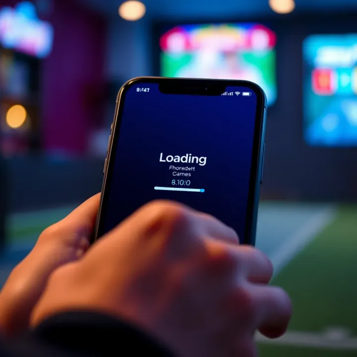 Smartphone displaying a loading screen on a betting application with a frozen progress indicator
