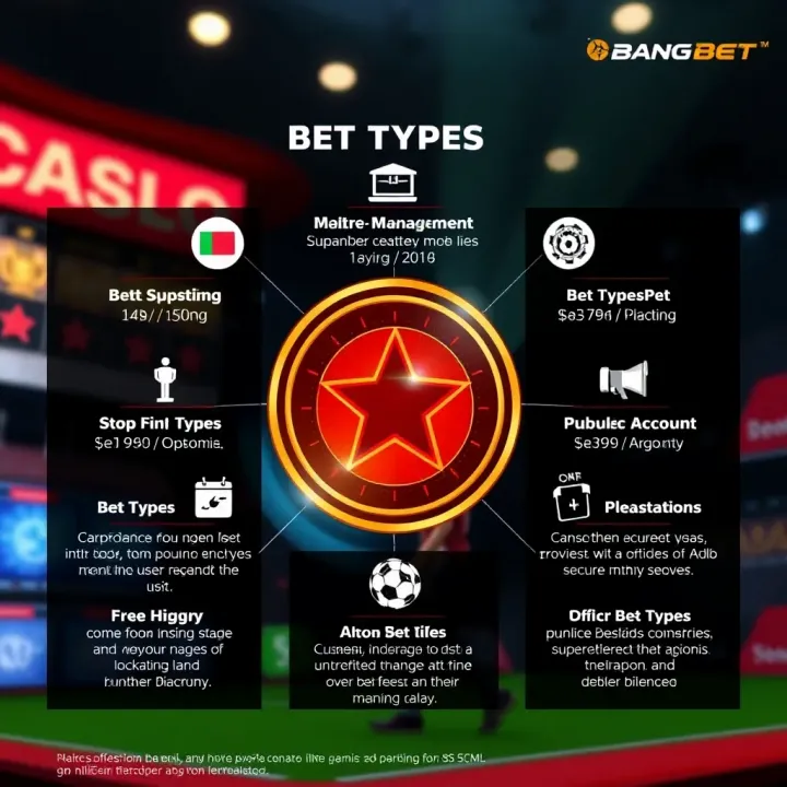 Graphical representation of popular bet types and secure account management features on BangBet