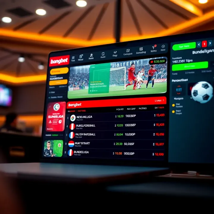 Dashboard view of Bangbet showing football betting options and live odds for Bundesliga matches