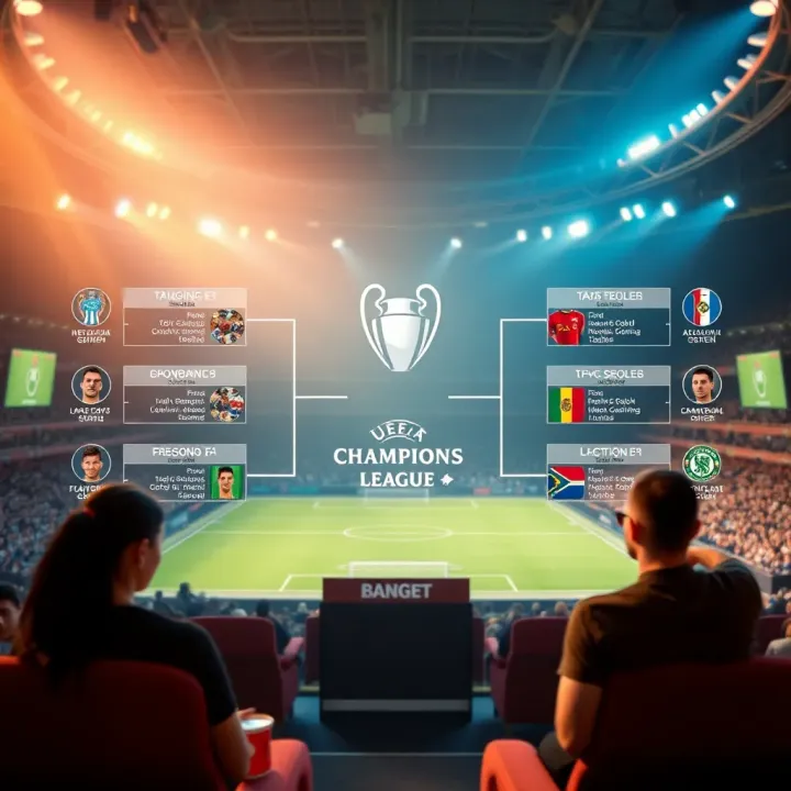Detailed visualization of UEFA Champions League tournament stages with emphasis on key matchups