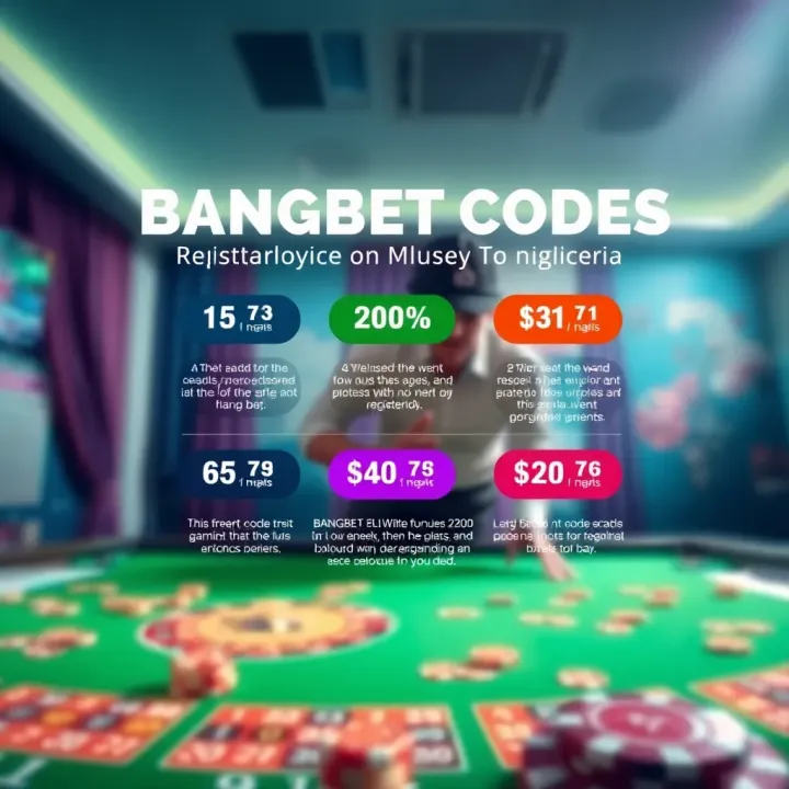 Graphic showing different types of Bangbet codes including registration and bonus options