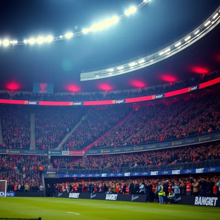 Football stadium filled with passionate fans during a Europa League match