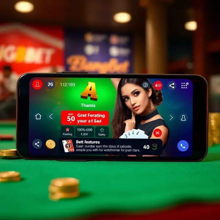 User interface displaying BangBet India APK features on smartphone screen