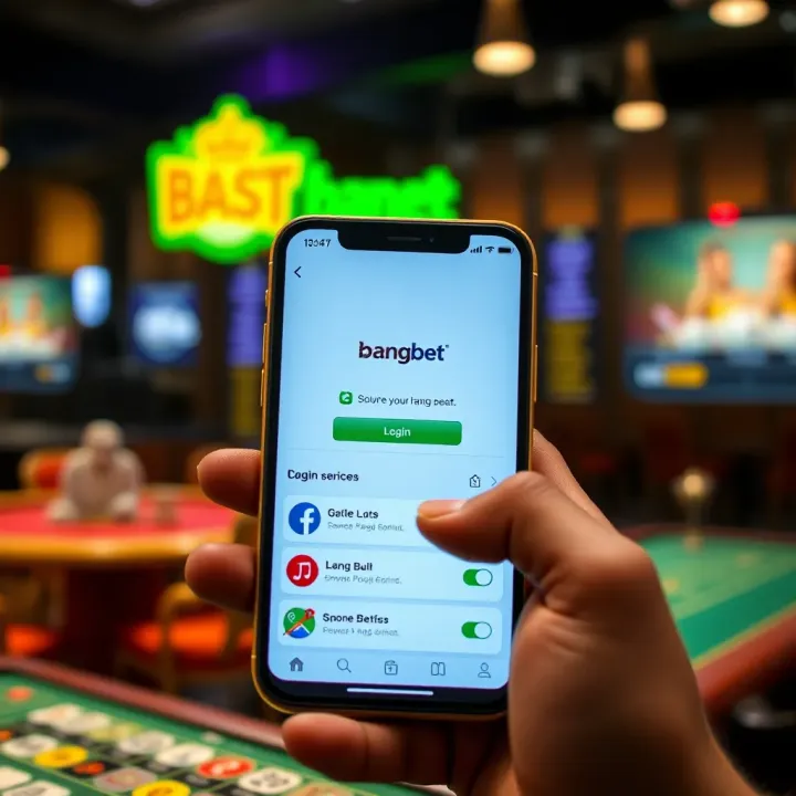 Interface of BangBet app showing secure login and betting options on iPhone