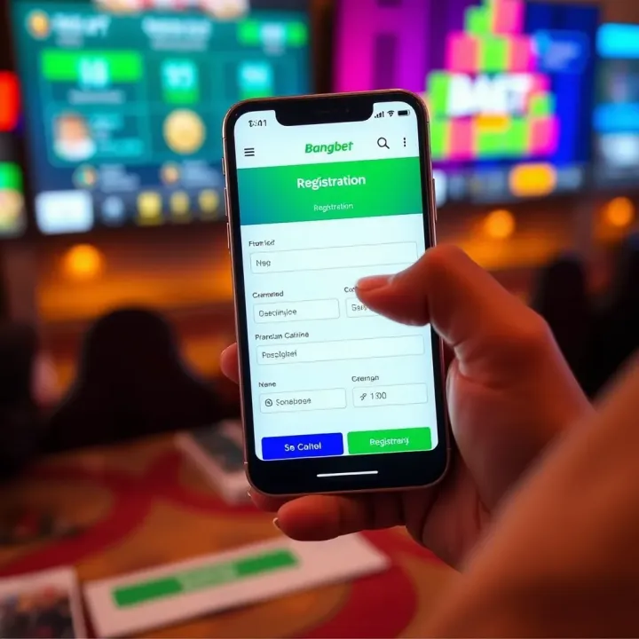 User navigating through the registration form on the Bangbet app on a smartphone