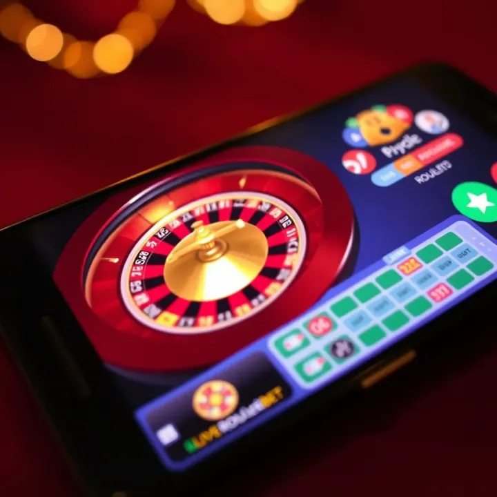 Live roulette game interface displaying the spinning wheel and betting table on a mobile device