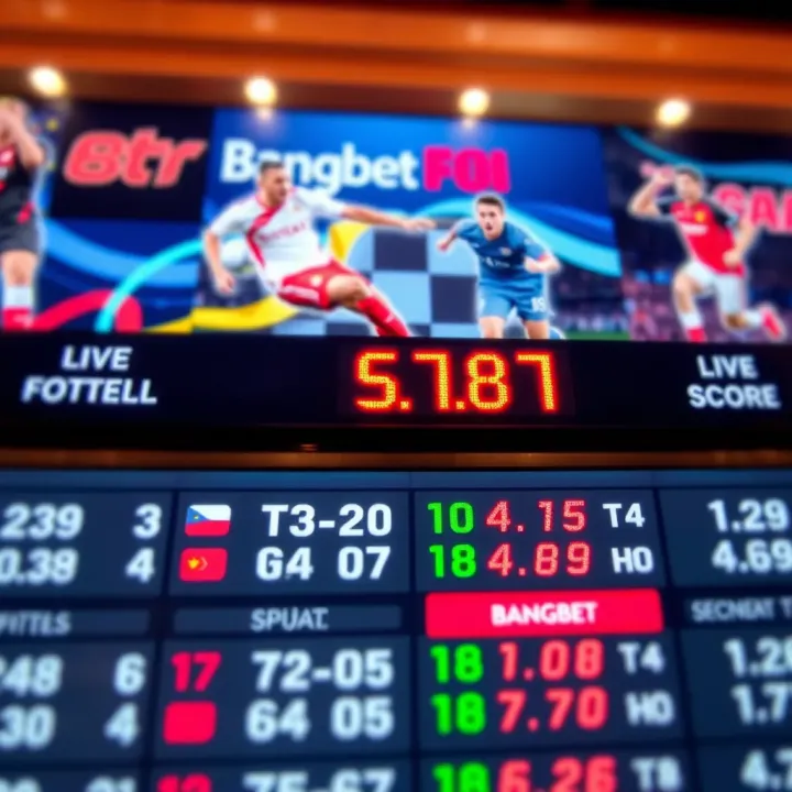 Close-up of a digital sports scoreboard showing live football scores updating in real time