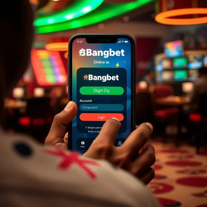 User logging into BangBet account on a mobile device