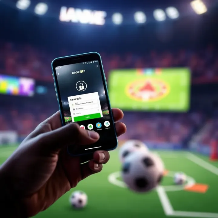 Smartphone displaying secure login and fast loading features of BangBet Mini App on a Nigerian mobile network