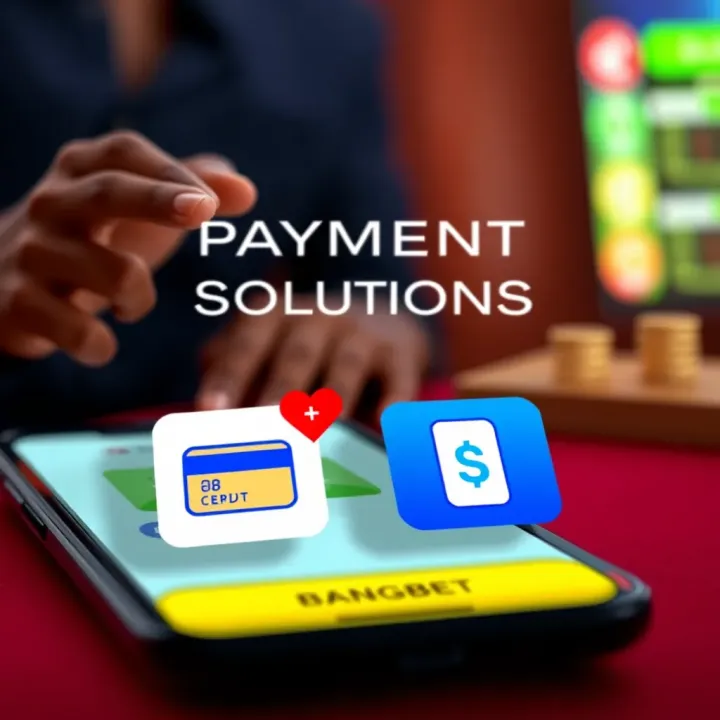 Illustration of secure payment methods available on Bangbet app with icons for credit card and mobile money