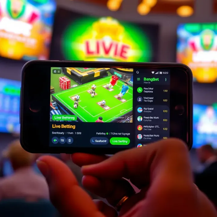 Mobile device showing live betting interface on BangBet Nigeria app