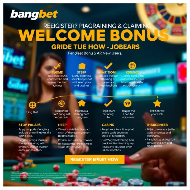 Diagram explaining how to register and claim the BangBet Nigeria welcome bonus with clear steps and icons