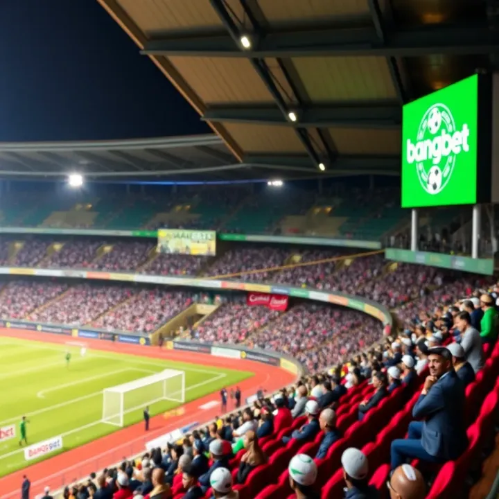 Bangbet branding prominently displayed at a Nigerian football stadium