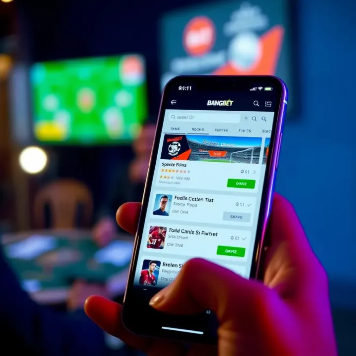 Mobile phone displaying Bangbet Old Mobile.com sportsbook interface with various sports betting options