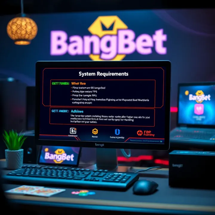 Illustration of a computer setup highlighting system requirements for BangBet installation