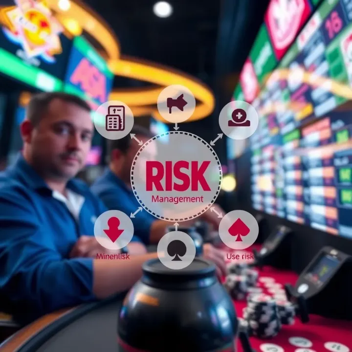 Diagram illustrating risk management in sports betting with strategy icons