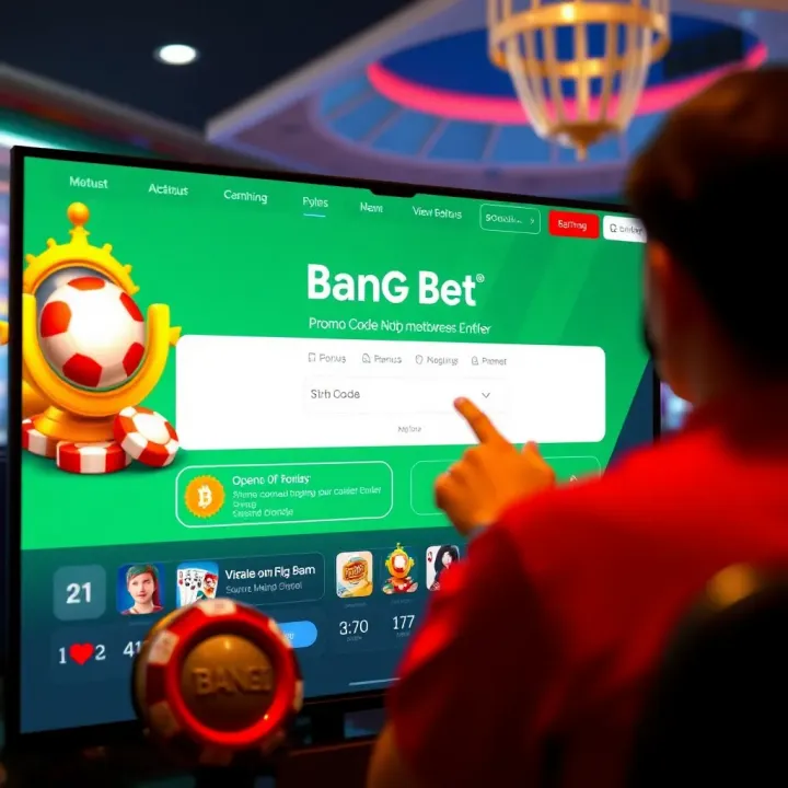 Illustration of a digital betting platform showcasing a promo code entry field and bonus activation