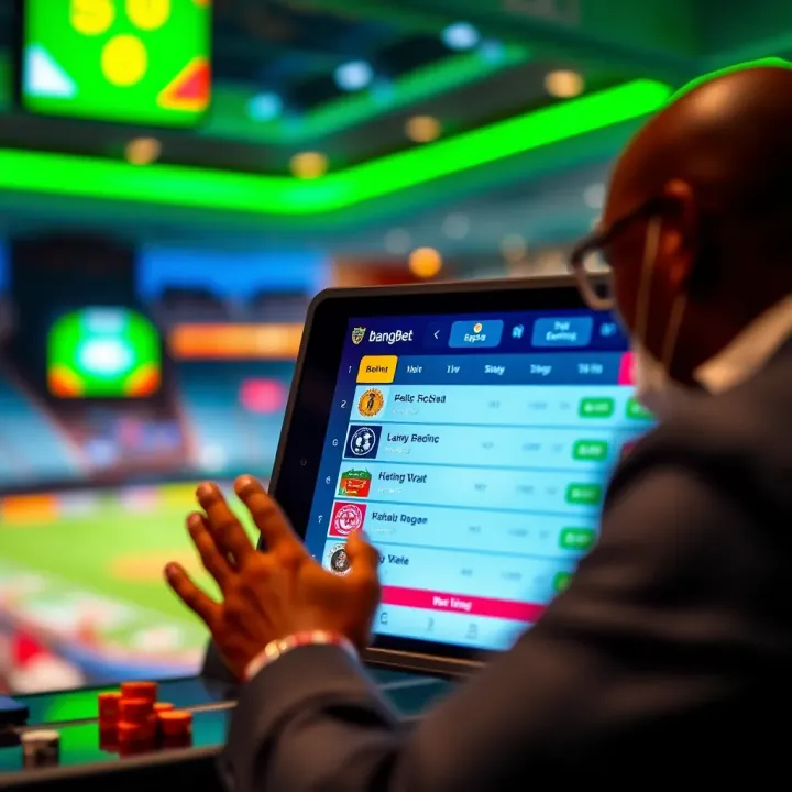 User interface displaying BangBet Rocketman betting options on a digital device