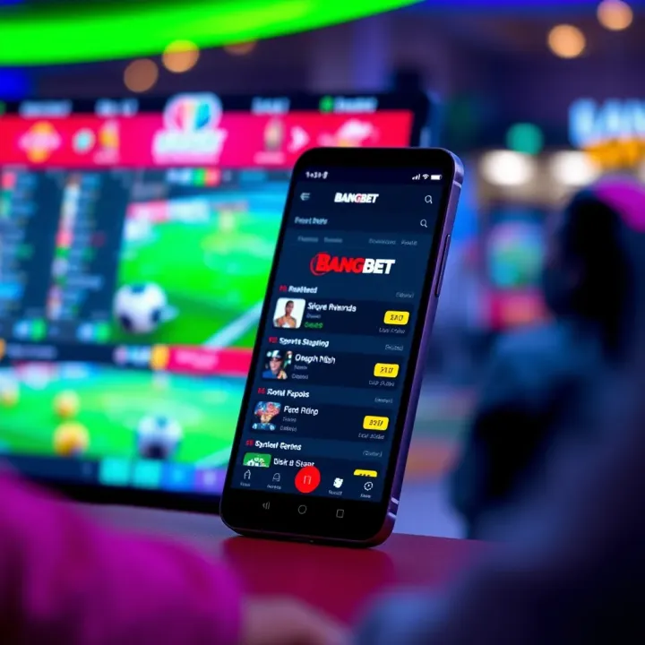 Mobile phone displaying sports betting options on BangBet platform in Rwanda