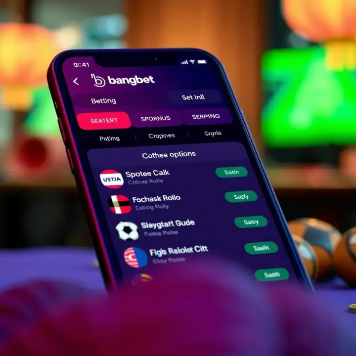 Screenshot of the BangBet sports betting app interface displaying available sports and betting options