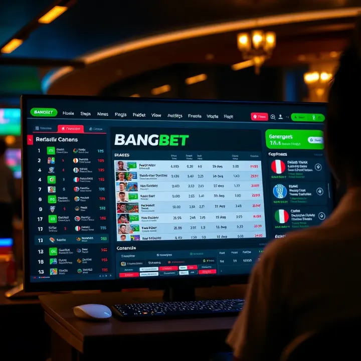 Dashboard of Bangbet showing various sports betting options and live scores