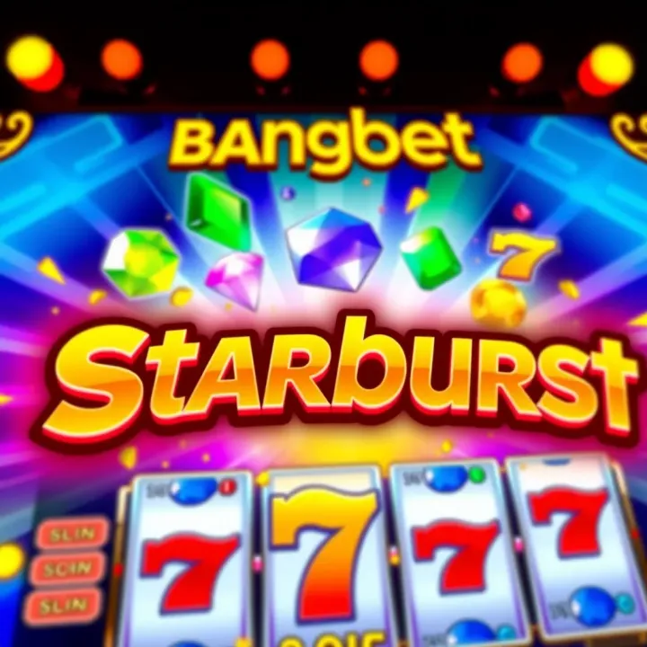 Colorful Starburst slot game interface showing vibrant gems and spinning reels