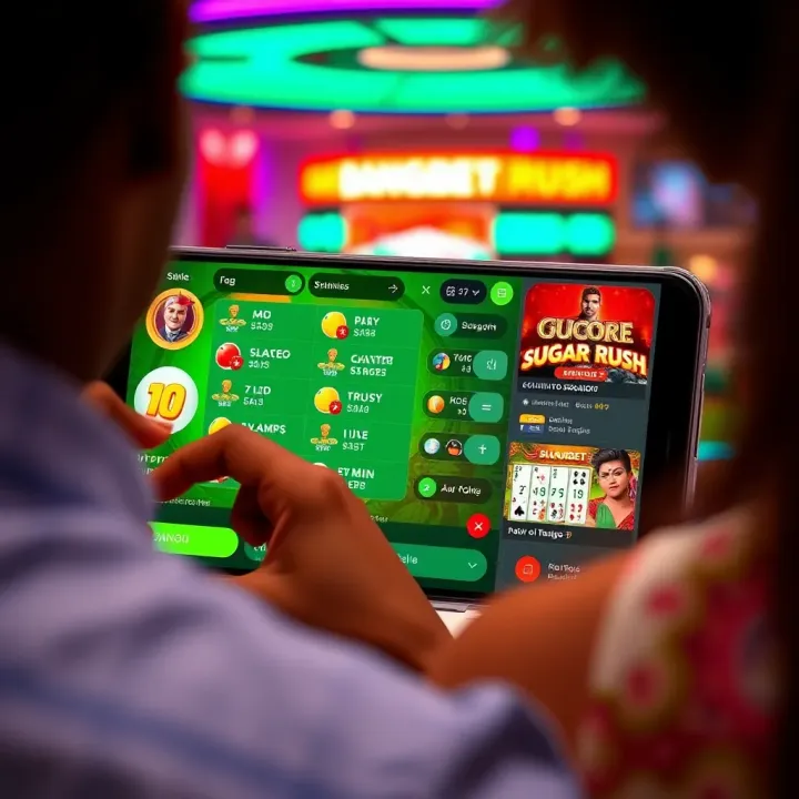User engaging with Bangbet Sugar Rush on a digital device showing betting options and game interface