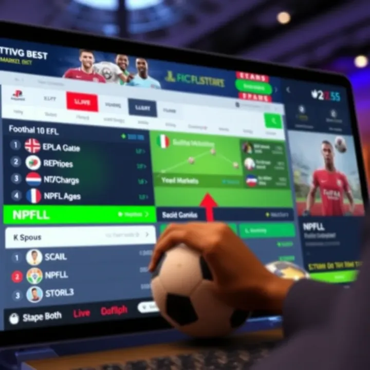 Interface showcasing various football betting markets including EPL and NPFL on a digital platform
