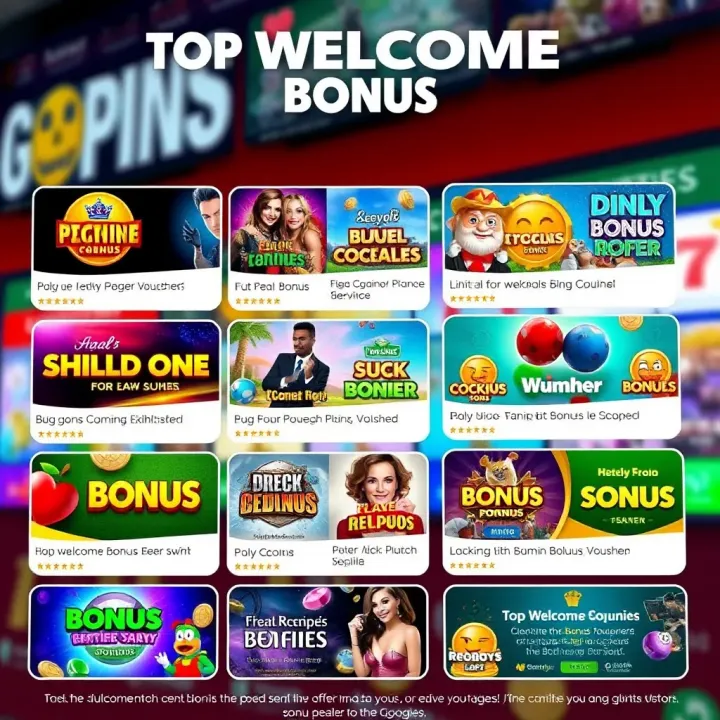 Colorful graphic showcasing various welcome bonus vouchers and offers for Nigerian online platforms