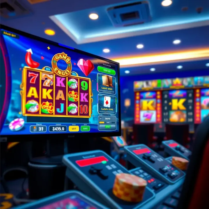 Online gaming interface showing colorful slot games and user dashboard on a digital platform