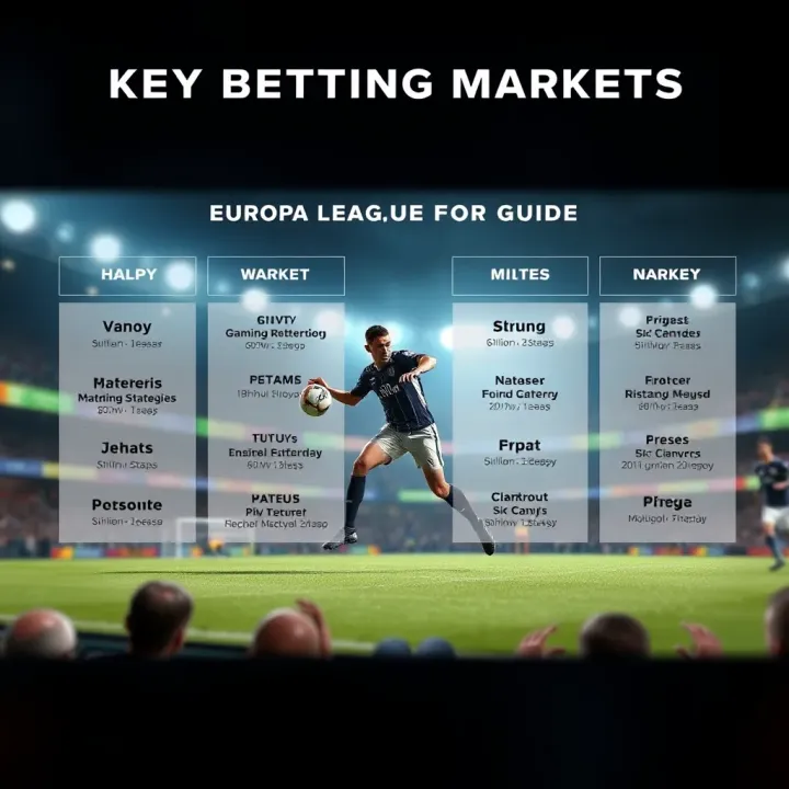 Graphic showing various football betting markets and strategies for UEFA Europa League matches