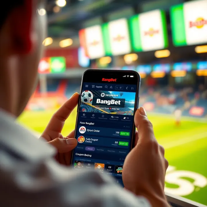 Viewing BangBet Coupon Codes and Promotions on Mobile Illustration of a smartphone displaying BangBet coupon codes and promotional offers for sports betting