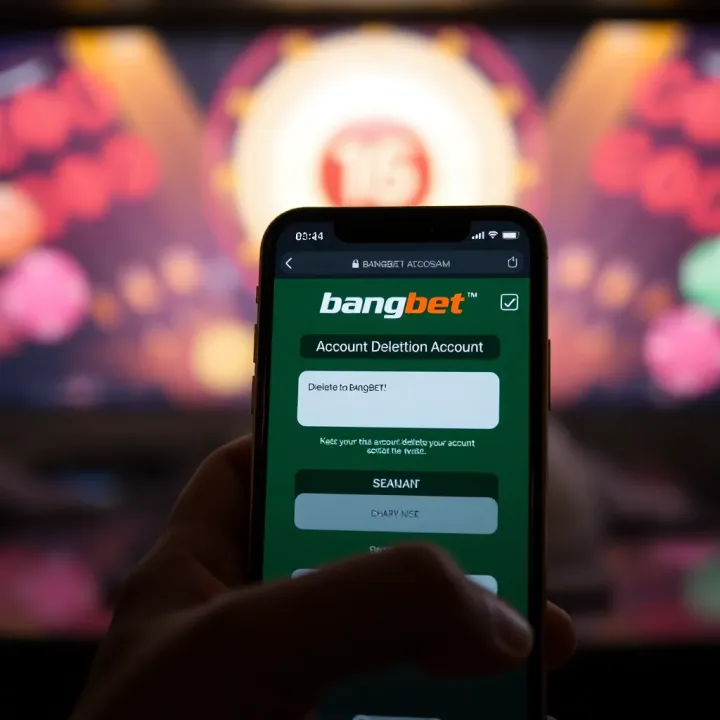 A mobile phone displaying the BangBet website's account deletion page with Nigerian currency symbols