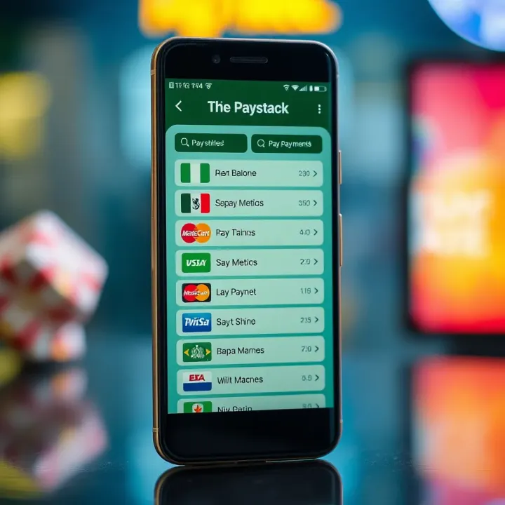 Mobile phone screen displaying various Nigerian local payment methods available on Paystack platform