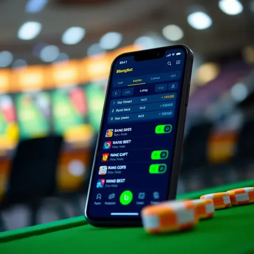 Smartphone screen showing BangBet app interface with betting options and live odds