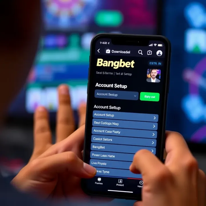 Mobile phone screen displaying account setup options in the BangBet app