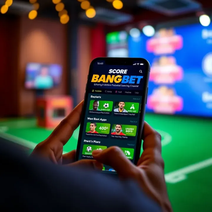 Mobile phone displaying the Score BangBet app interface with sports betting options