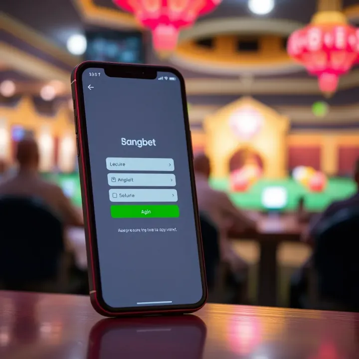 Mobile phone showing the secure login page of the Bangbet app in Nigeria
