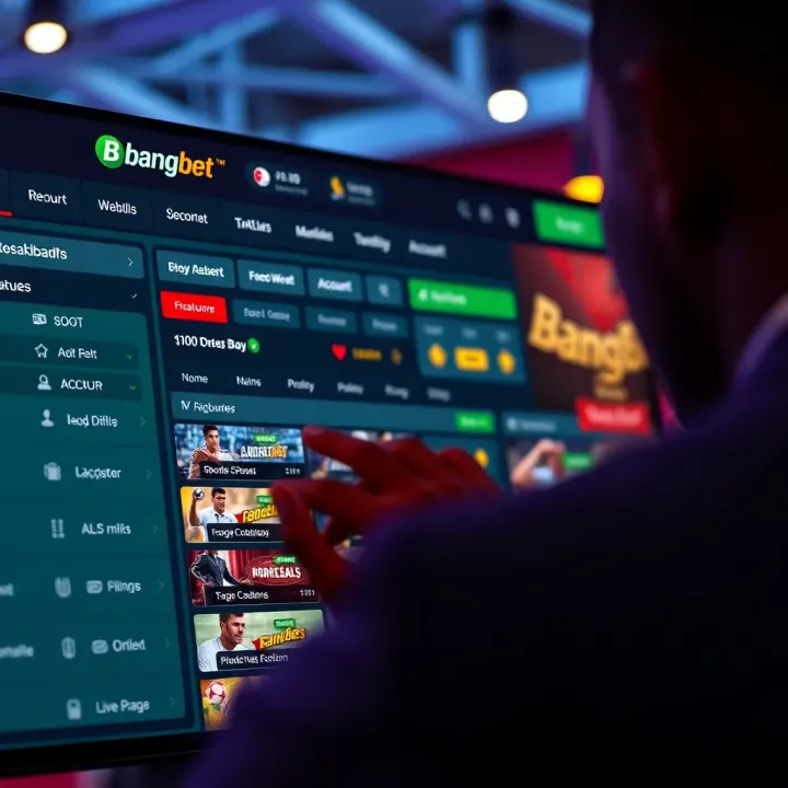 Dashboard of Bangbet Nigeria app displaying sports betting options and account features