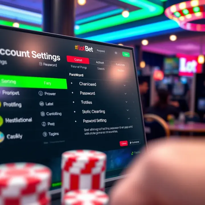 Dashboard showing account settings and password management options on Ilot Bet