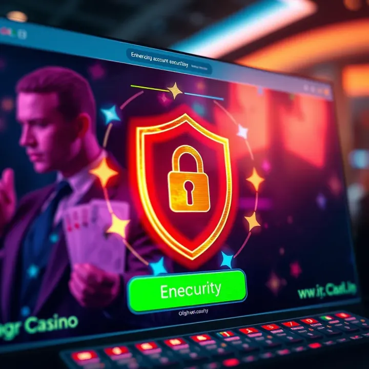 Illustration of online casino profile security with shield and lock symbols on digital screen
