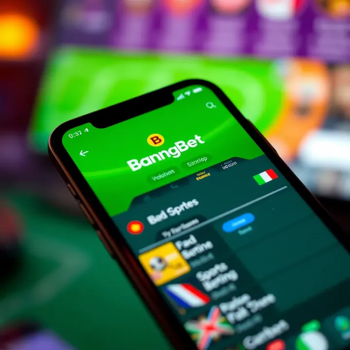 Mobile phone displaying the BangBet app home screen with sports betting options