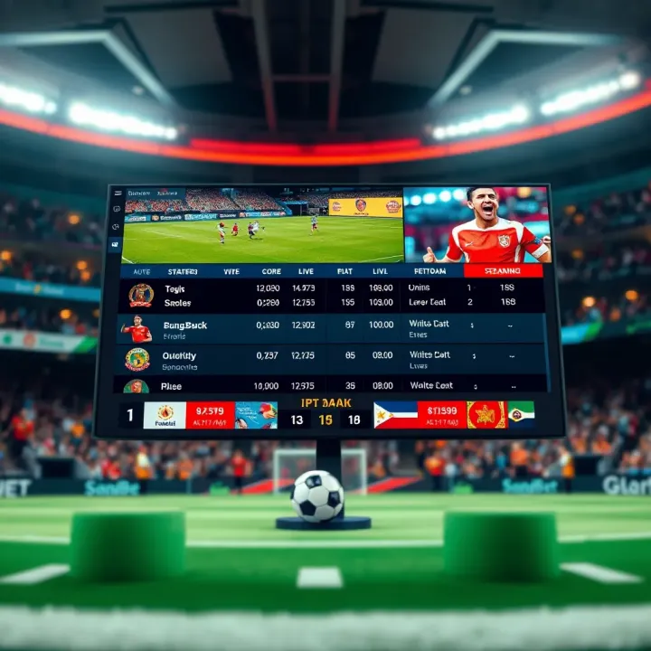 Screen showing live streaming of a football match with betting odds and options