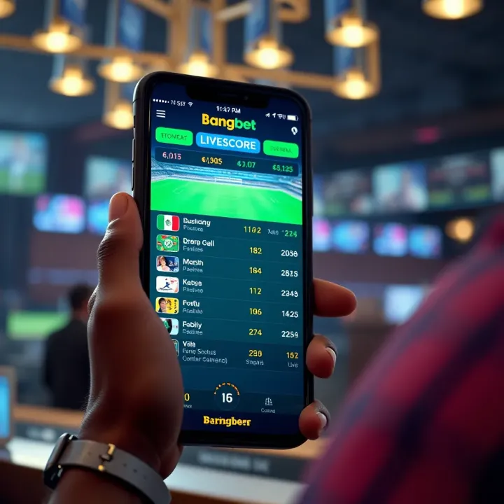 Mobile device displaying real-time sports scores on Bangbet platform