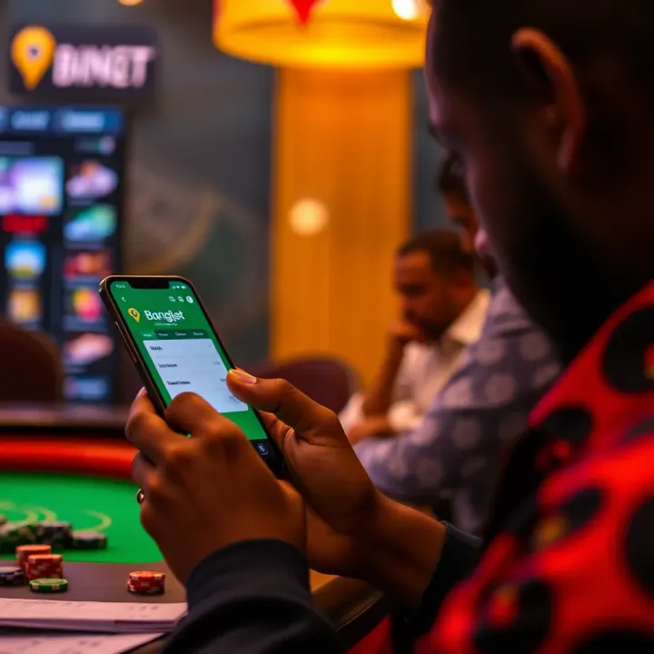 User entering details on smartphone for Bangbet registration in Lagos environment