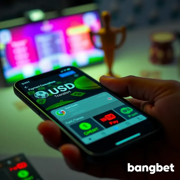 Mobile phone showing various payment options including USSD and bank transfer icons